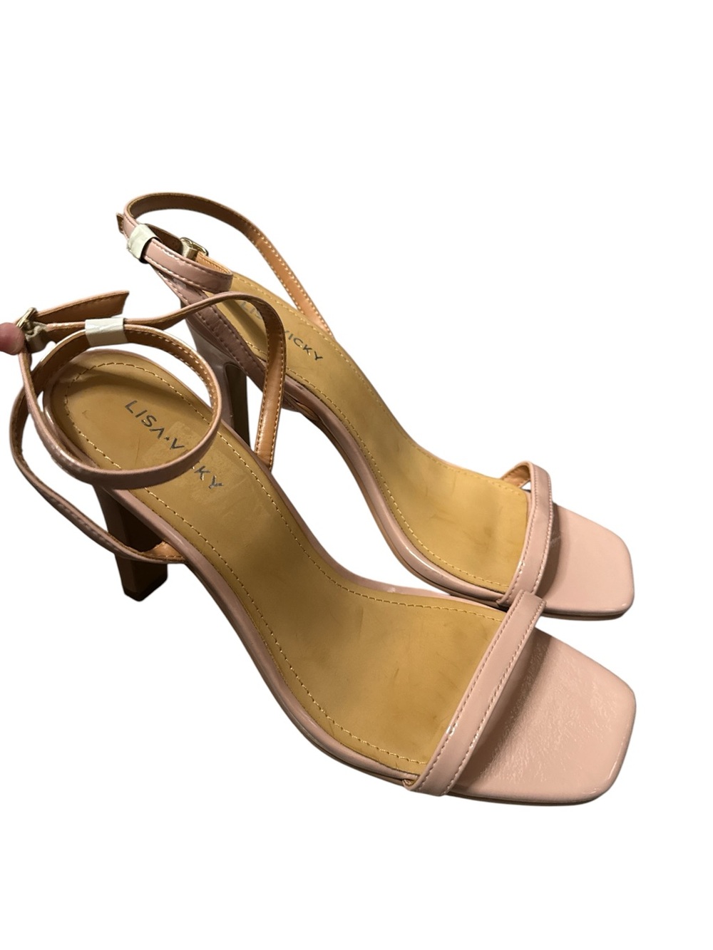Lisa Vicky Blush Pink Ankle-Strap Block Heel Sandals